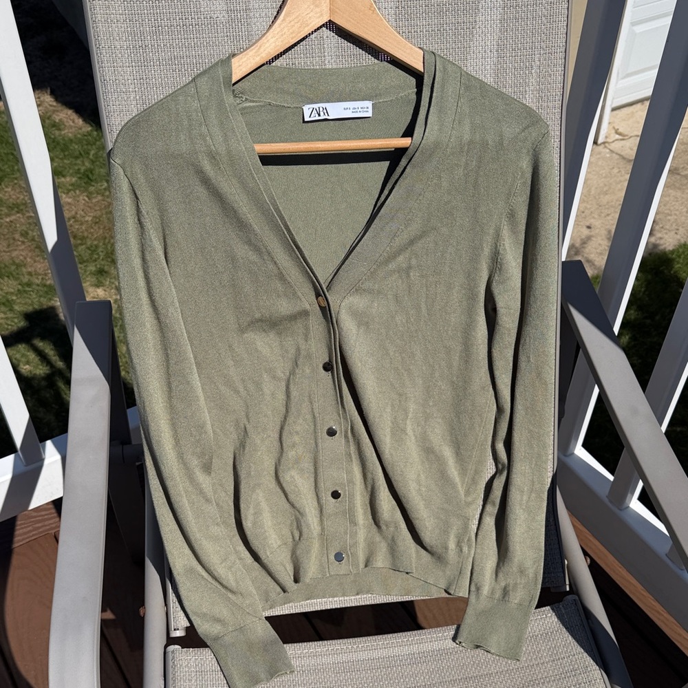 NWOT ZARA Basic Knit Cardigan V-Neck Buttoned Women’s Small